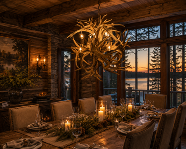 Ten Light Whitetail Fireball Antler Chandelier