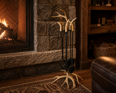 Mule Deer Antler Fireplace Set
