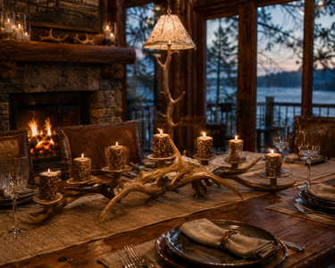 Whitetail Antler Mantle w/ 7 Candles