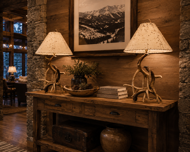 Matched pair of 3 Antler Table Lamps