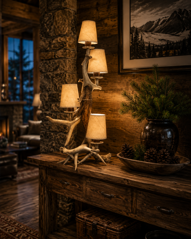 4 light Electric Antler Tower Lamp