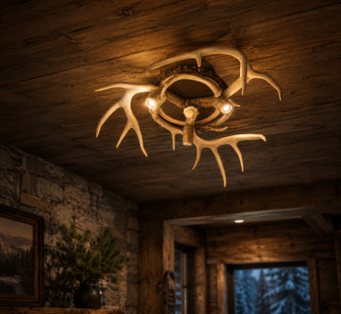 3 Light Real Antler Ceiling Fixture