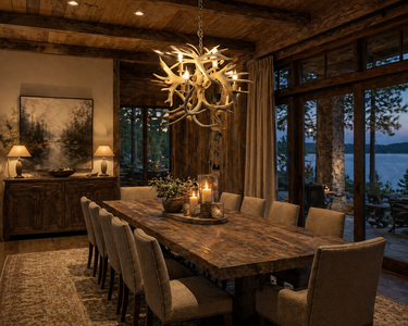 Fireball 6 Light Whitetail Real Antler Chandelier