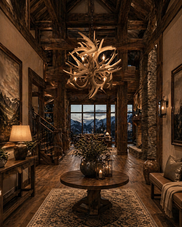 Eight Light "Fireball" Whitetail Antler Chandelier