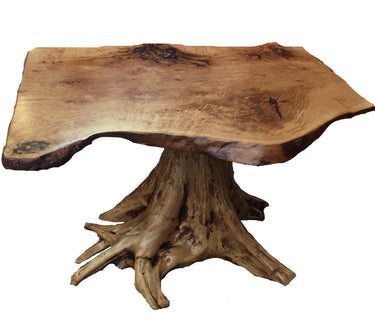 Michigan White Cedar Stump Dinner Table with Oak Slab image 1