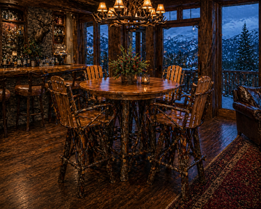 Hickory Bar Stools & Table
